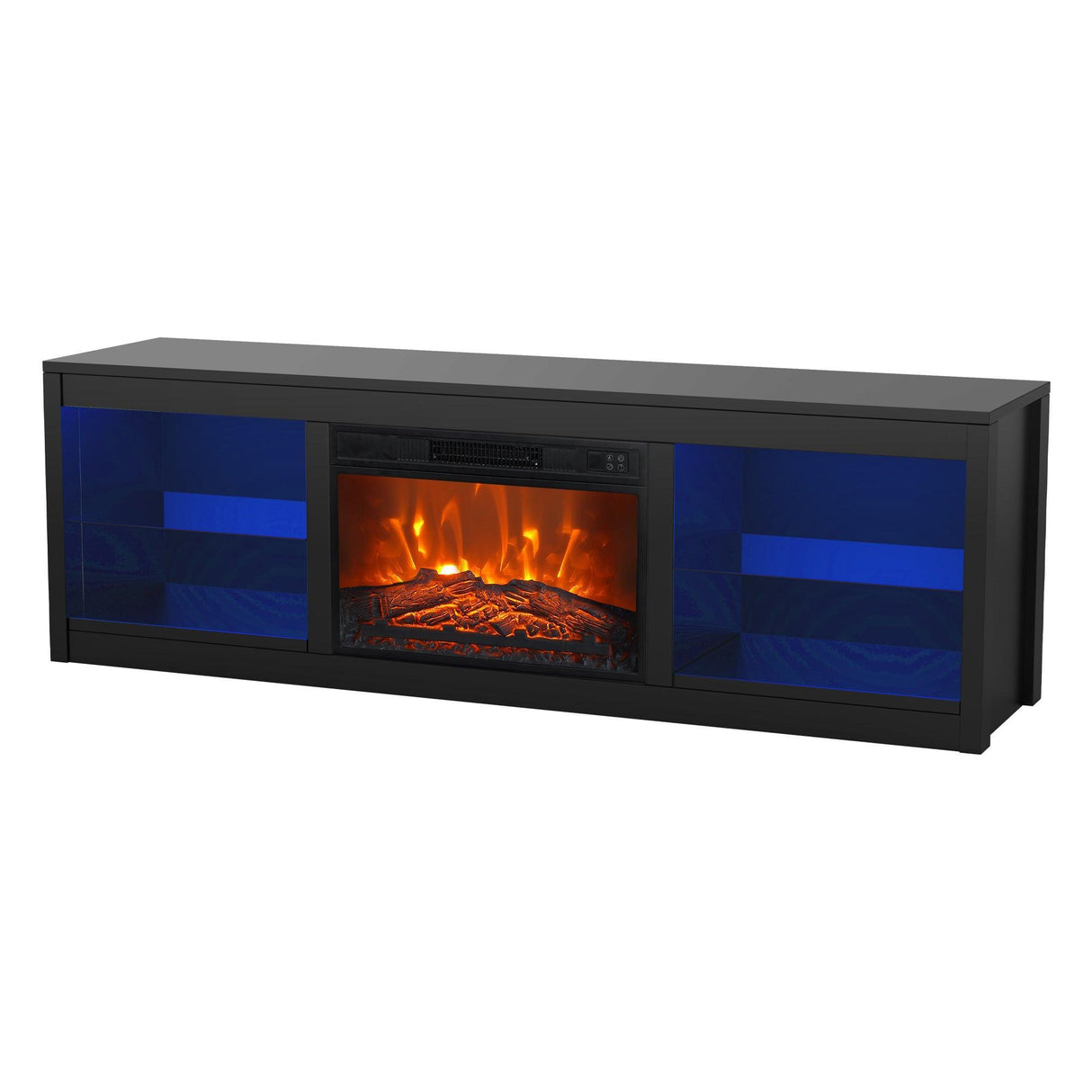 Modern 66" LED TV Stand with 23" Insert Electric Fireplace for Living Room