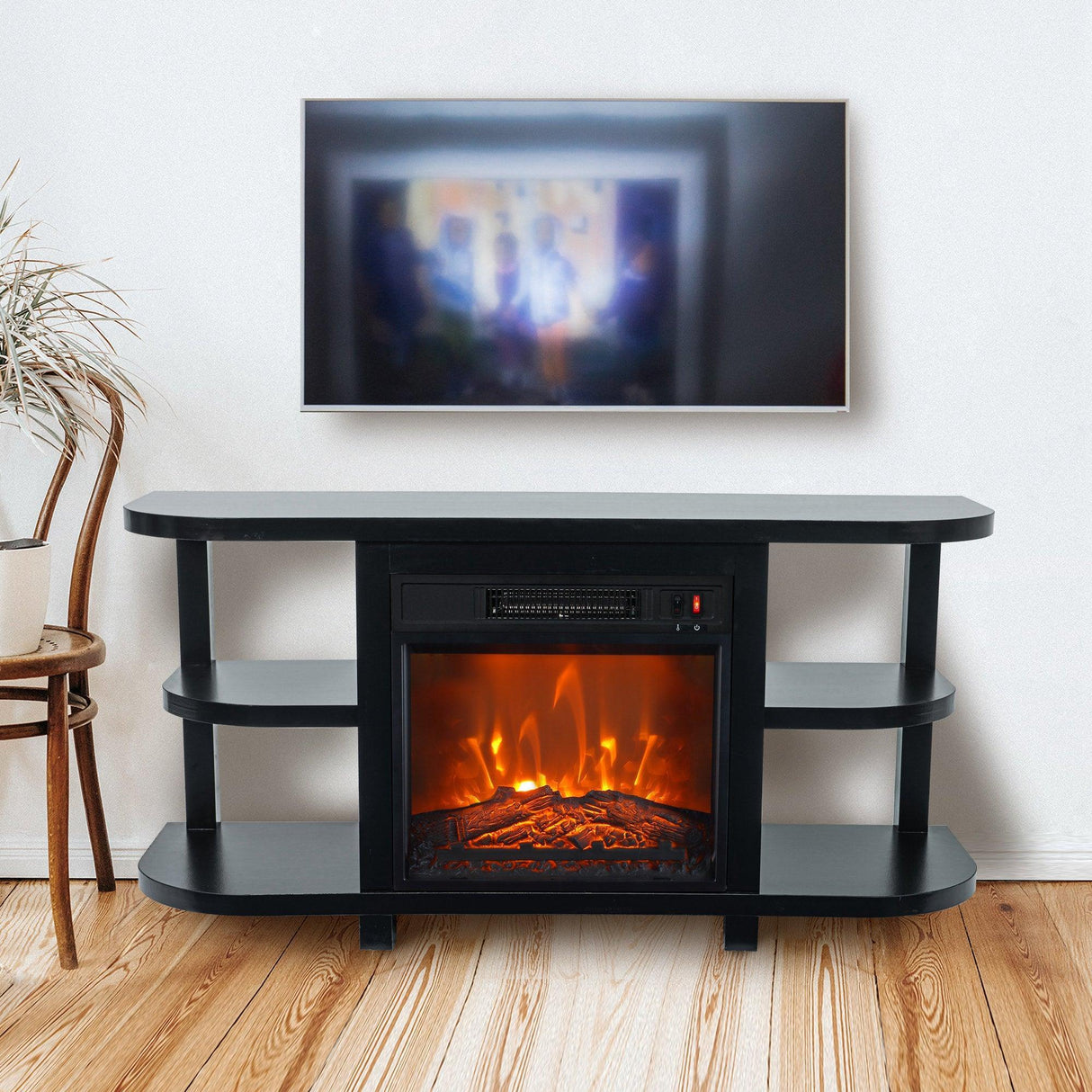 Decorative Modern 48" TV Stand with 18" Insert Electric Fireplace