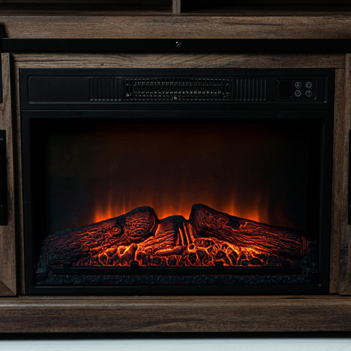 68" Farmhouse TV Stand with 23" Insert Opening Electric Fireplace