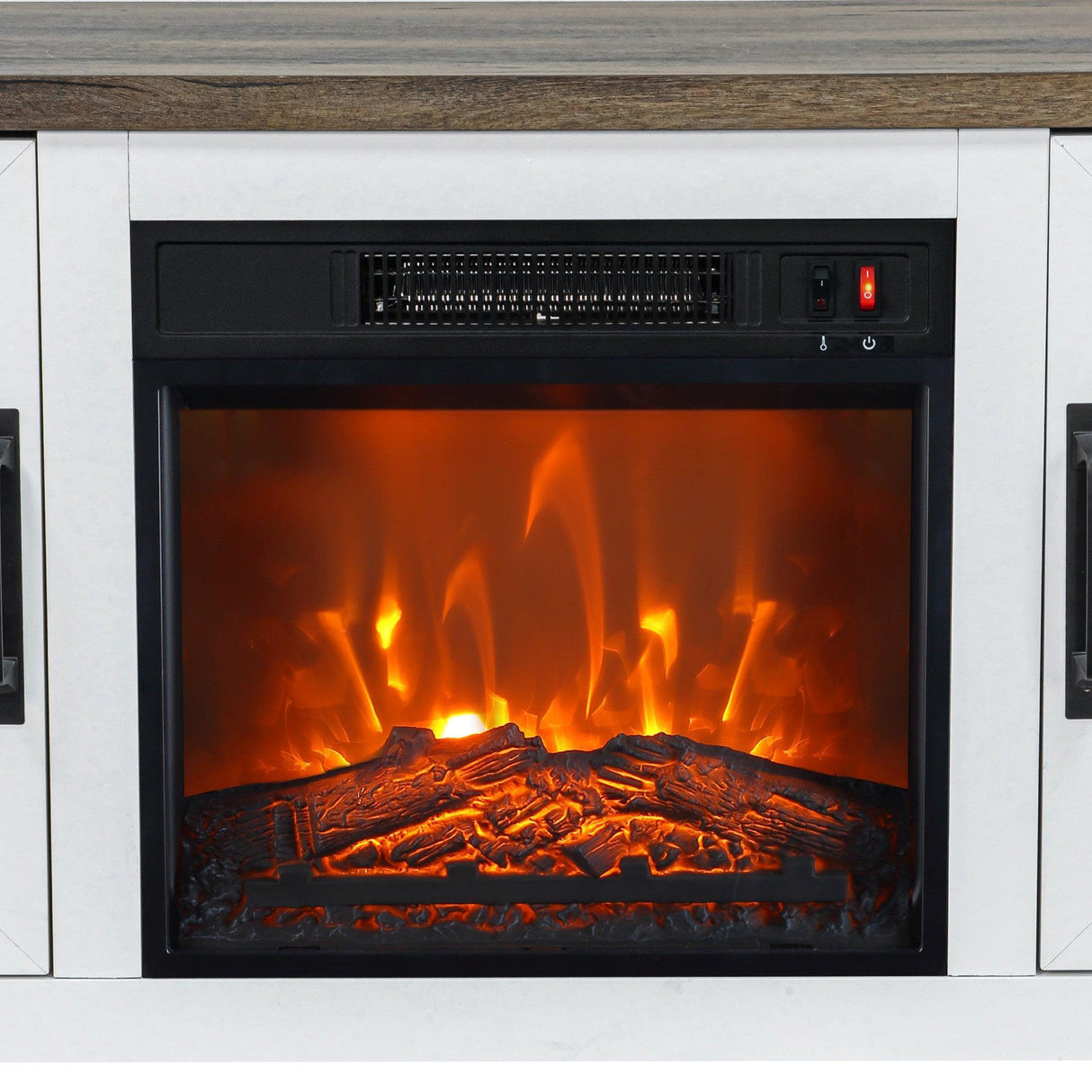 Modern White Electric Fireplace TV Stand For 58 Inch TV Storage Cabinet For Living Room