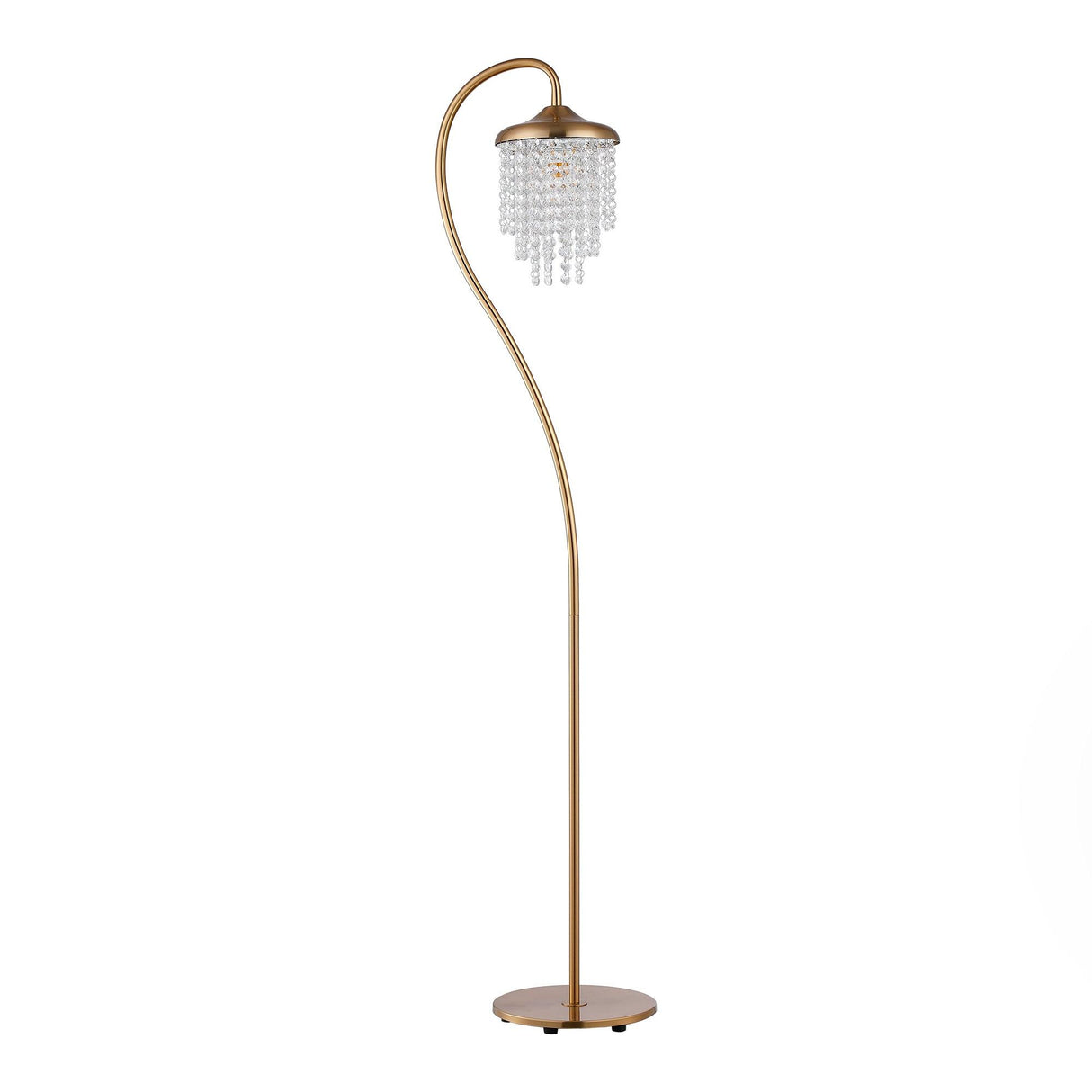 1-Light Golden Floor Lamp with Crystal Shade
