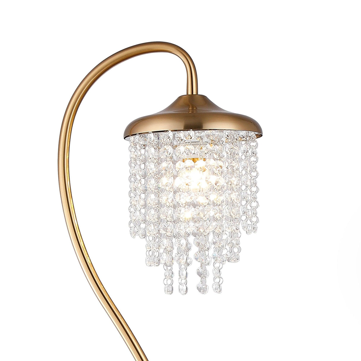 1-Light Golden Floor Lamp with Crystal Shade