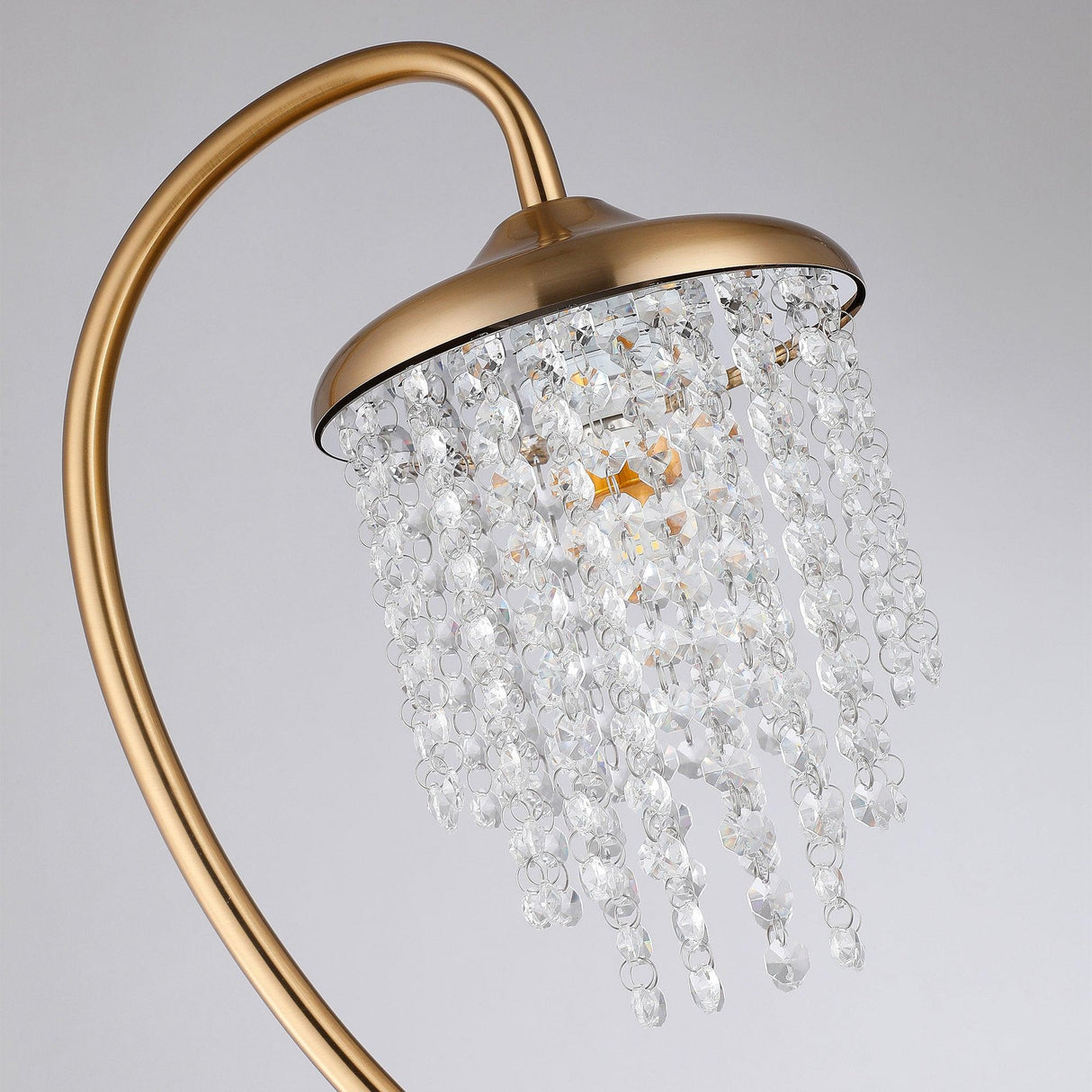 1-Light Golden Floor Lamp with Crystal Shade