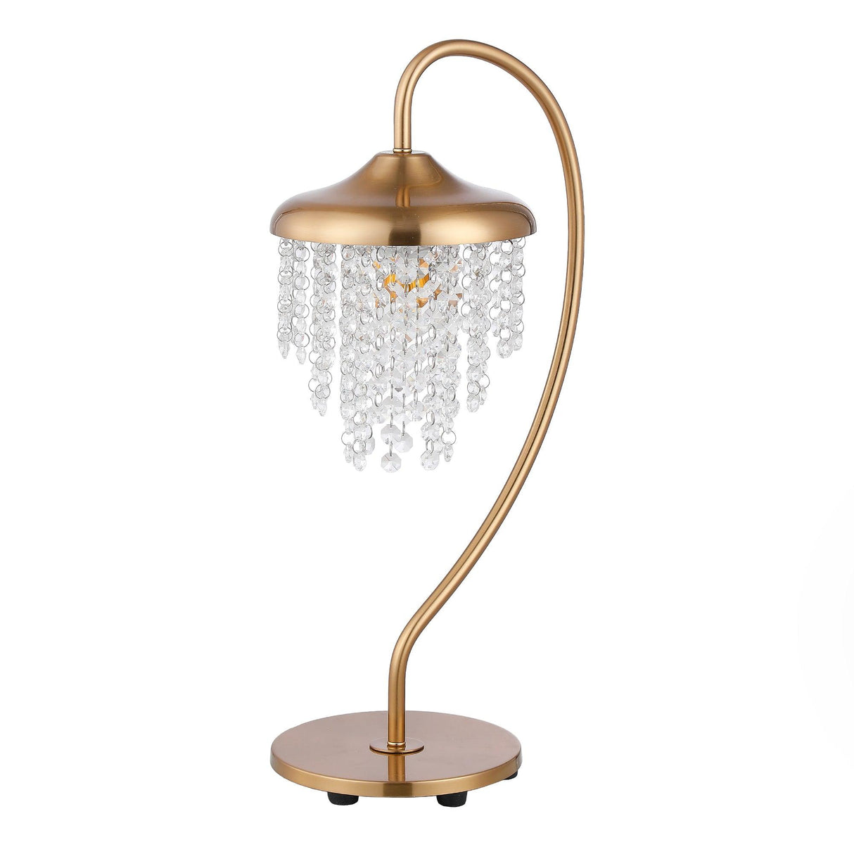 1-Light Golden Modern Table Lamp with Crystal Shade