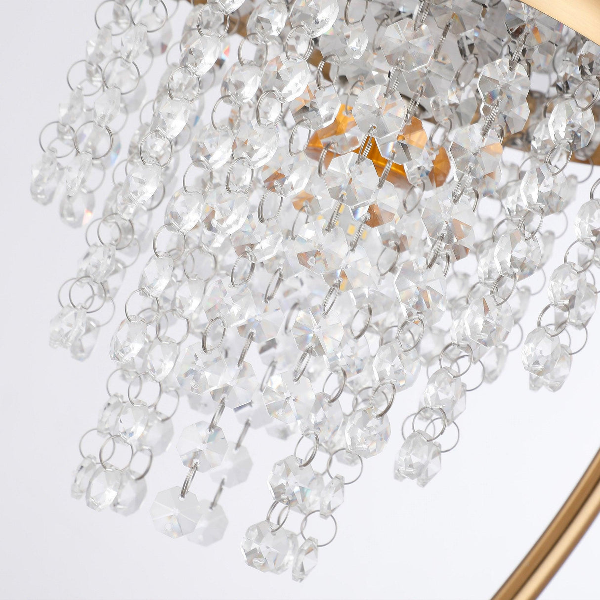 1-Light Golden Modern Table Lamp with Crystal Shade