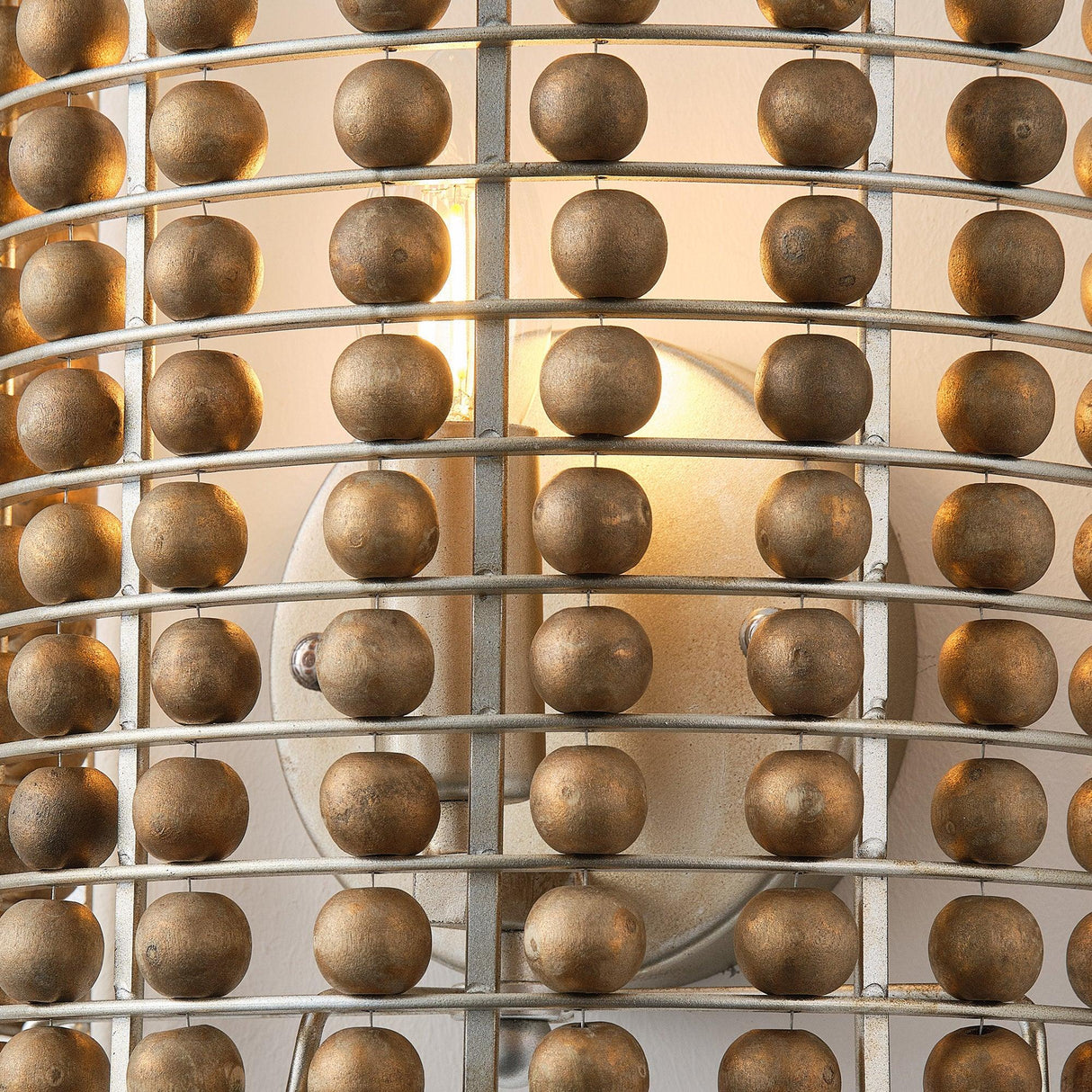 1-Light Modern Wooden Beads Wall Sconce Lighting