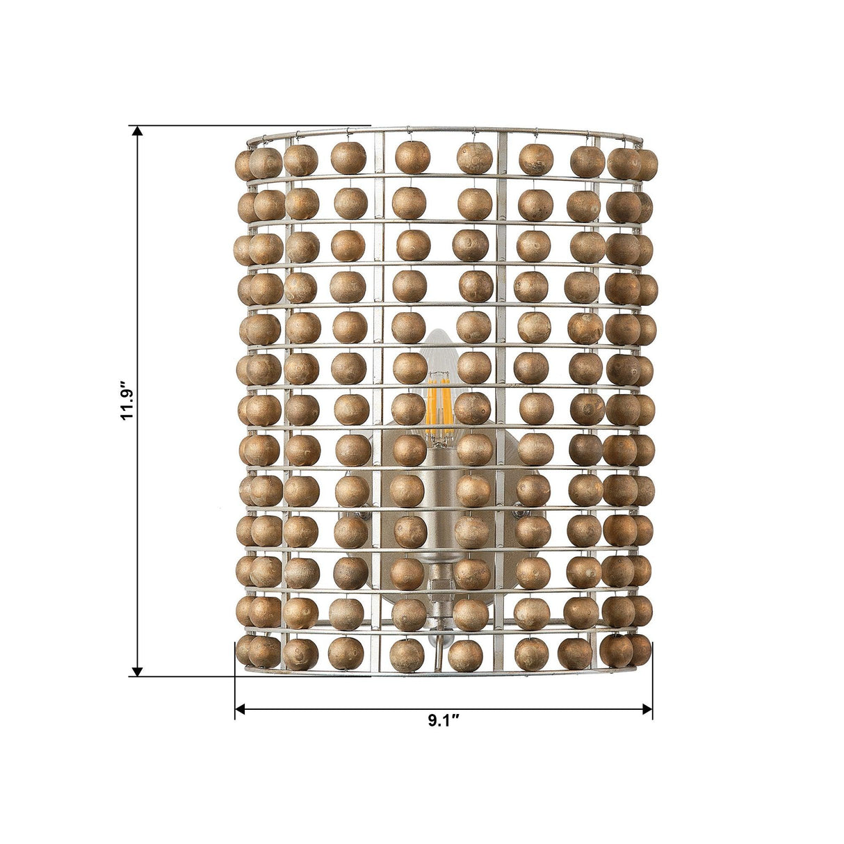 1-Light Modern Wooden Beads Wall Sconce Lighting