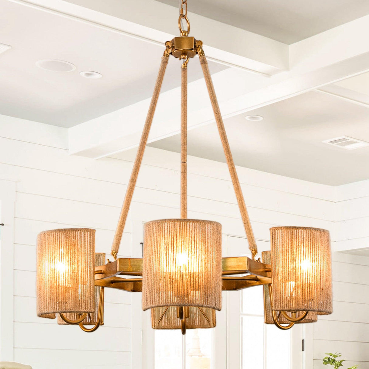 6-Light Farmhouse Bedroom Island Pendant Lighting
