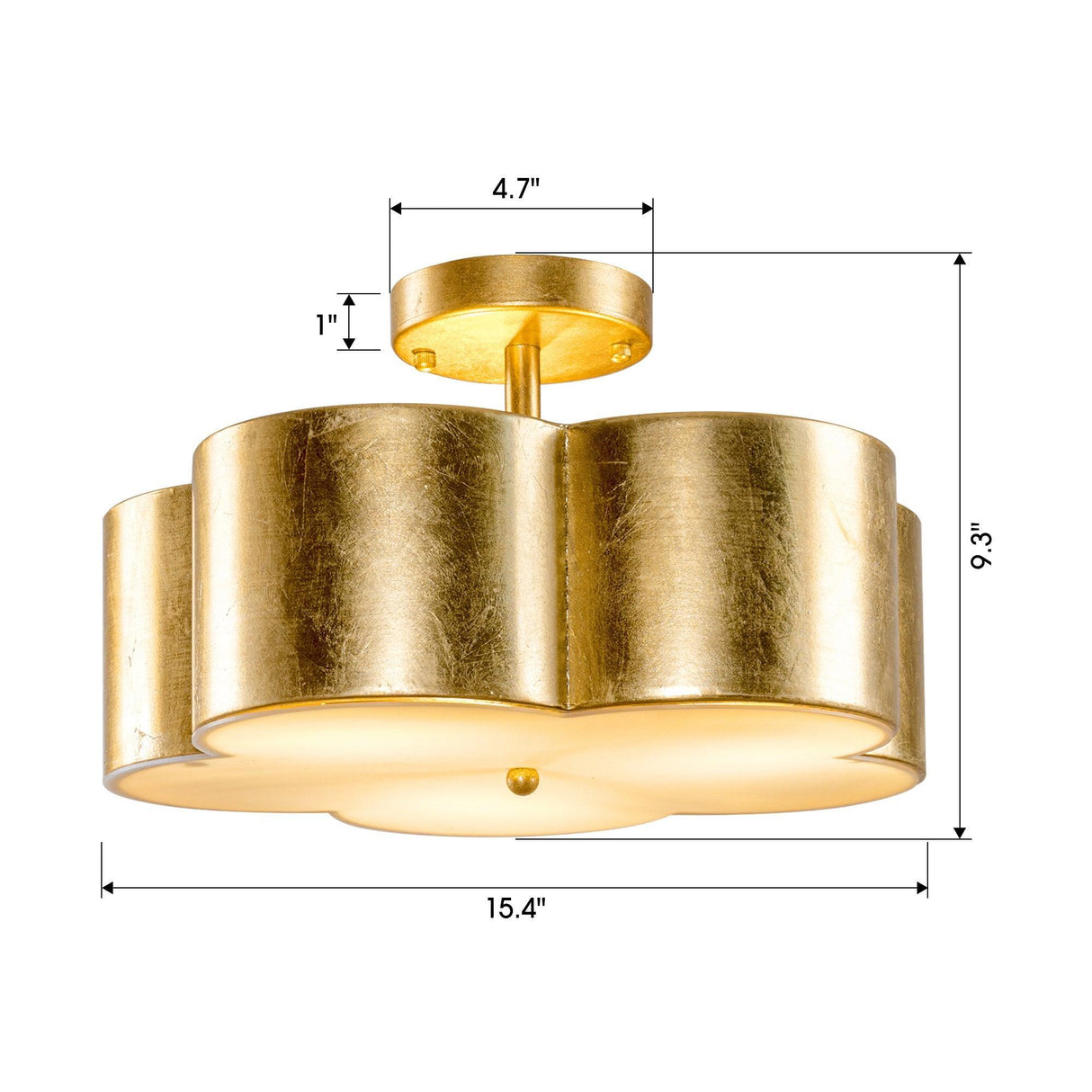 Golden Modern Semi Flush 3-Light Ceiling Lighting