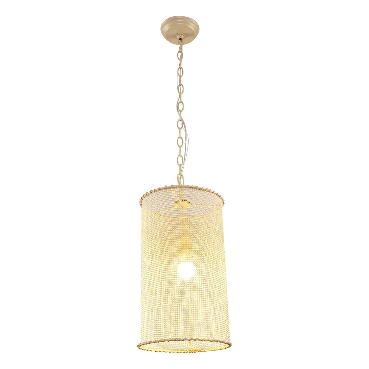 1-Light Wooden Beads Farmhouse Beige Dry Rated Island Pendant Lighting