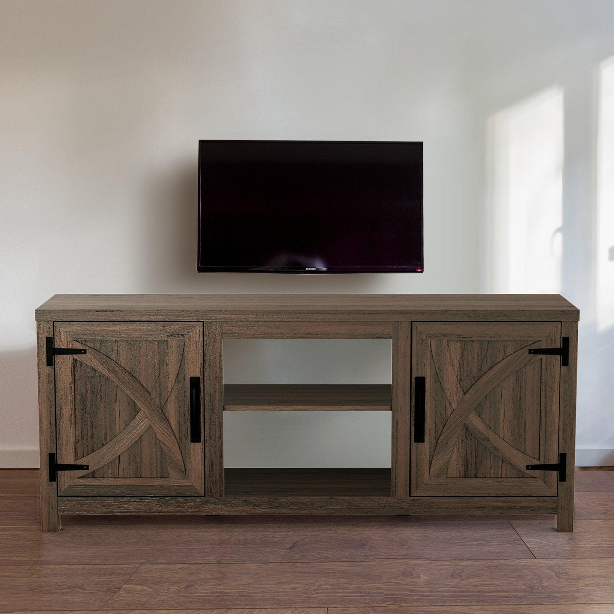 Farmhouse TV Stand for 58 Inch TV Storage Cabinet for Living Room