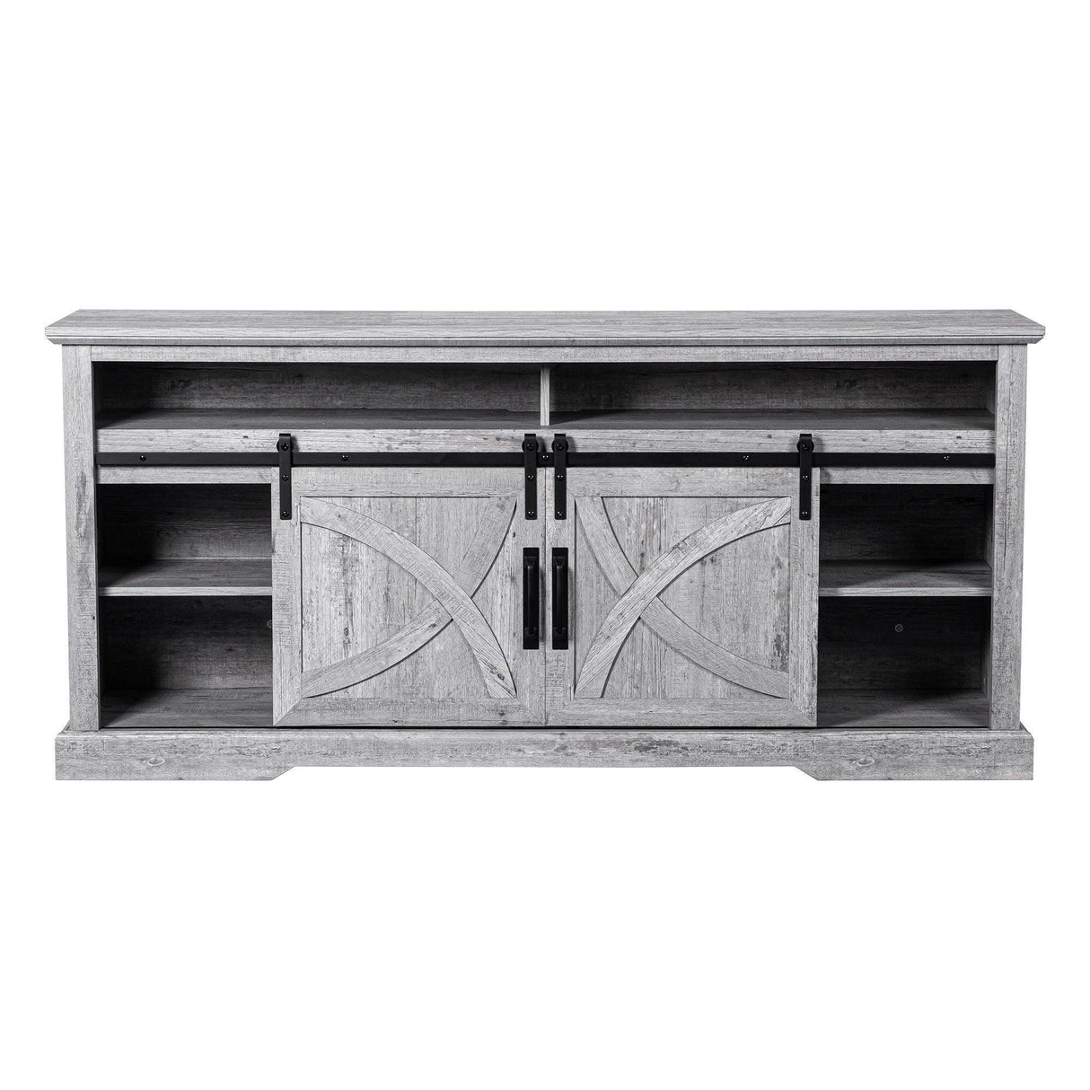 68" Farmhouse TV Stand with 23" Insert Opening Electric Fireplace