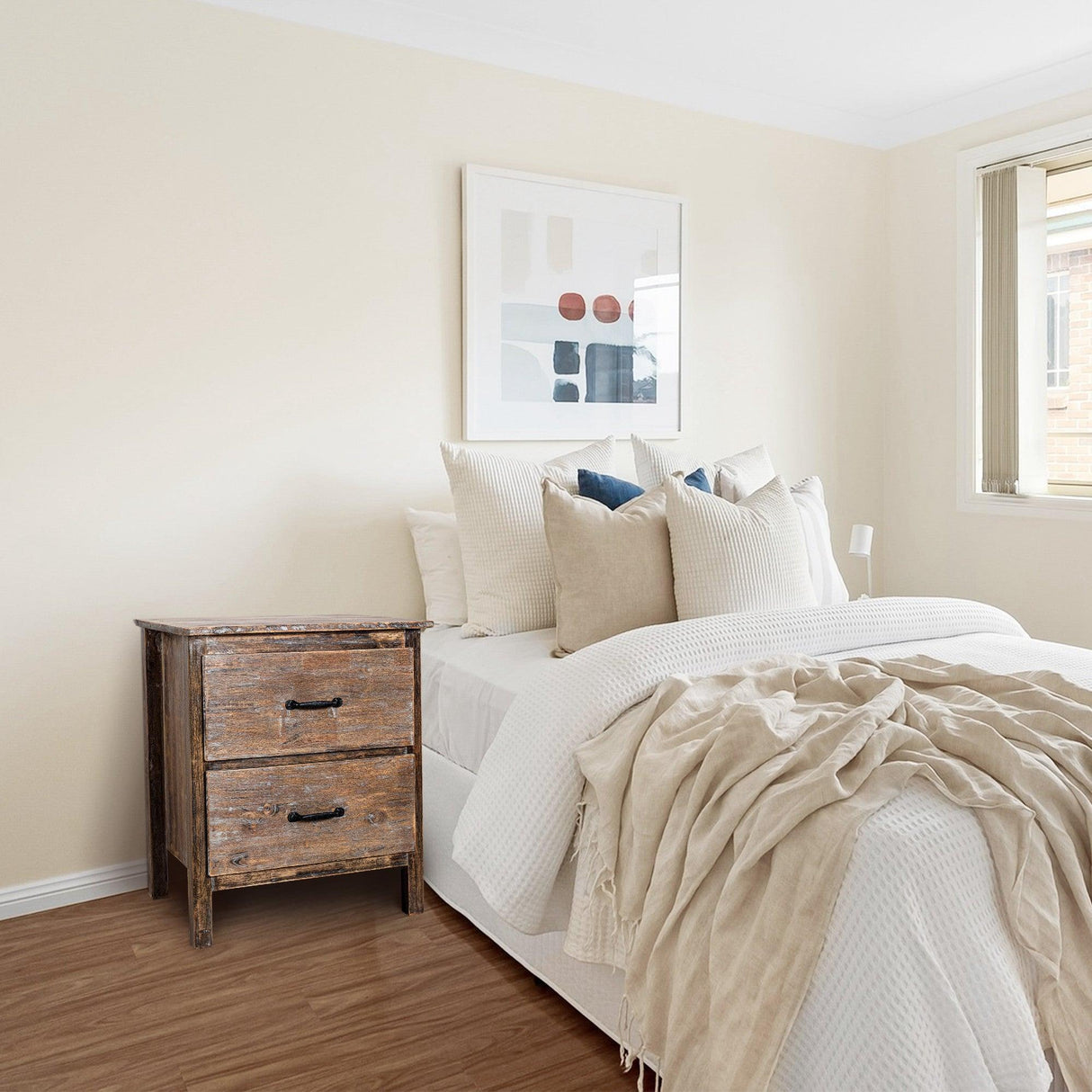 Farmhouse Solid Wood Bedroom Nightstand Side Table