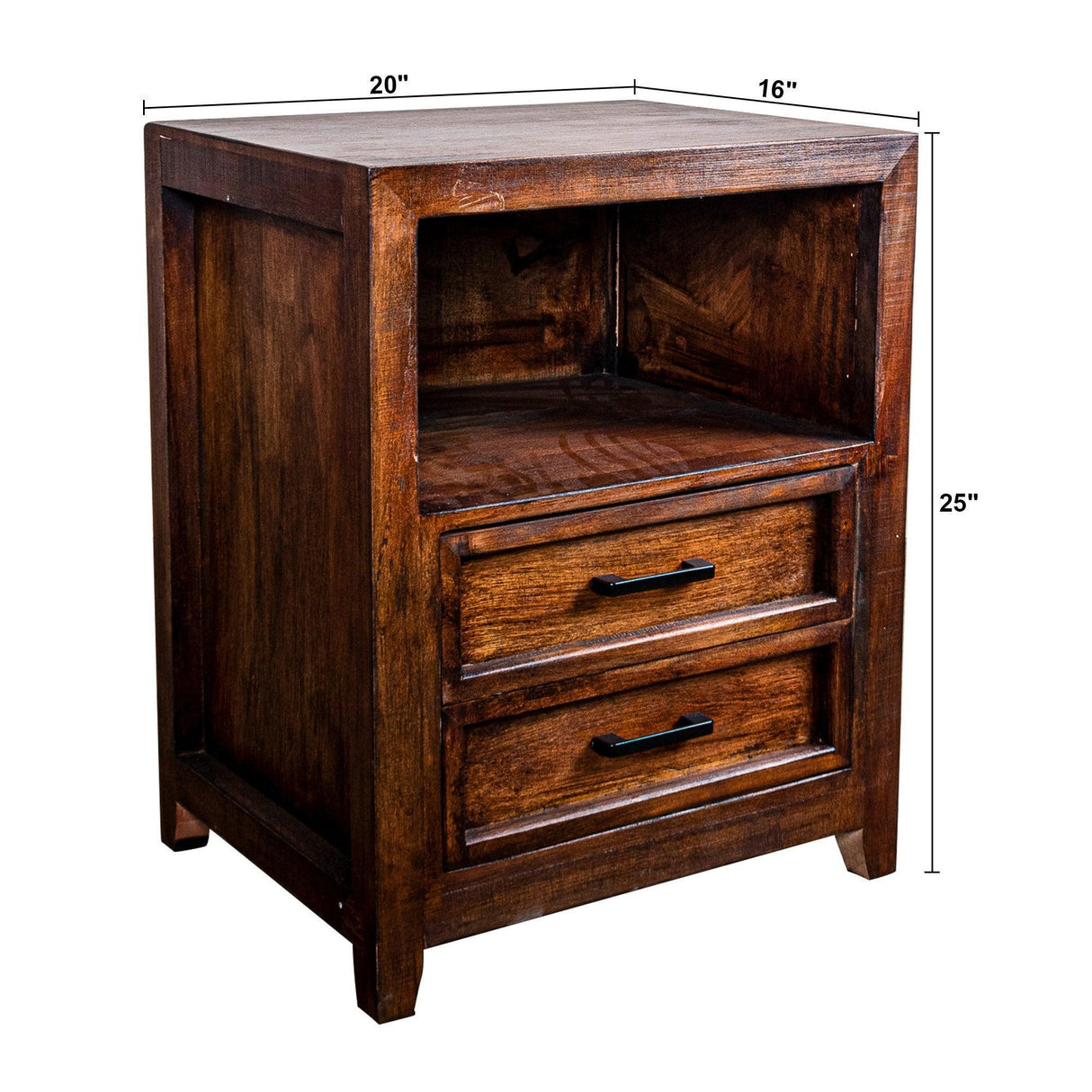Modern Assembled Brown 2-Drawer Cabinet Night Stand