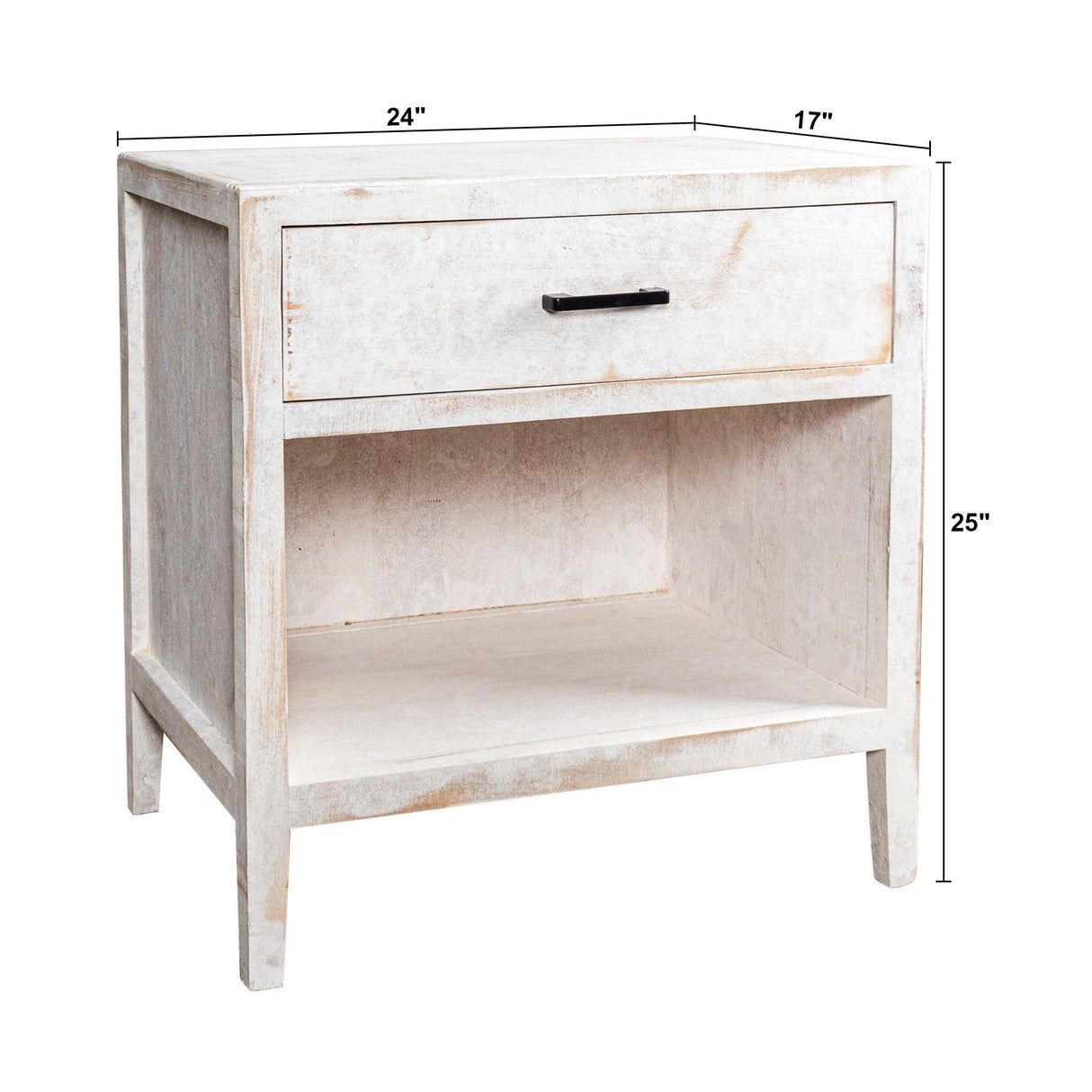 Classic Modern 1-Drawer Solid Wood White Nightstand Side Table