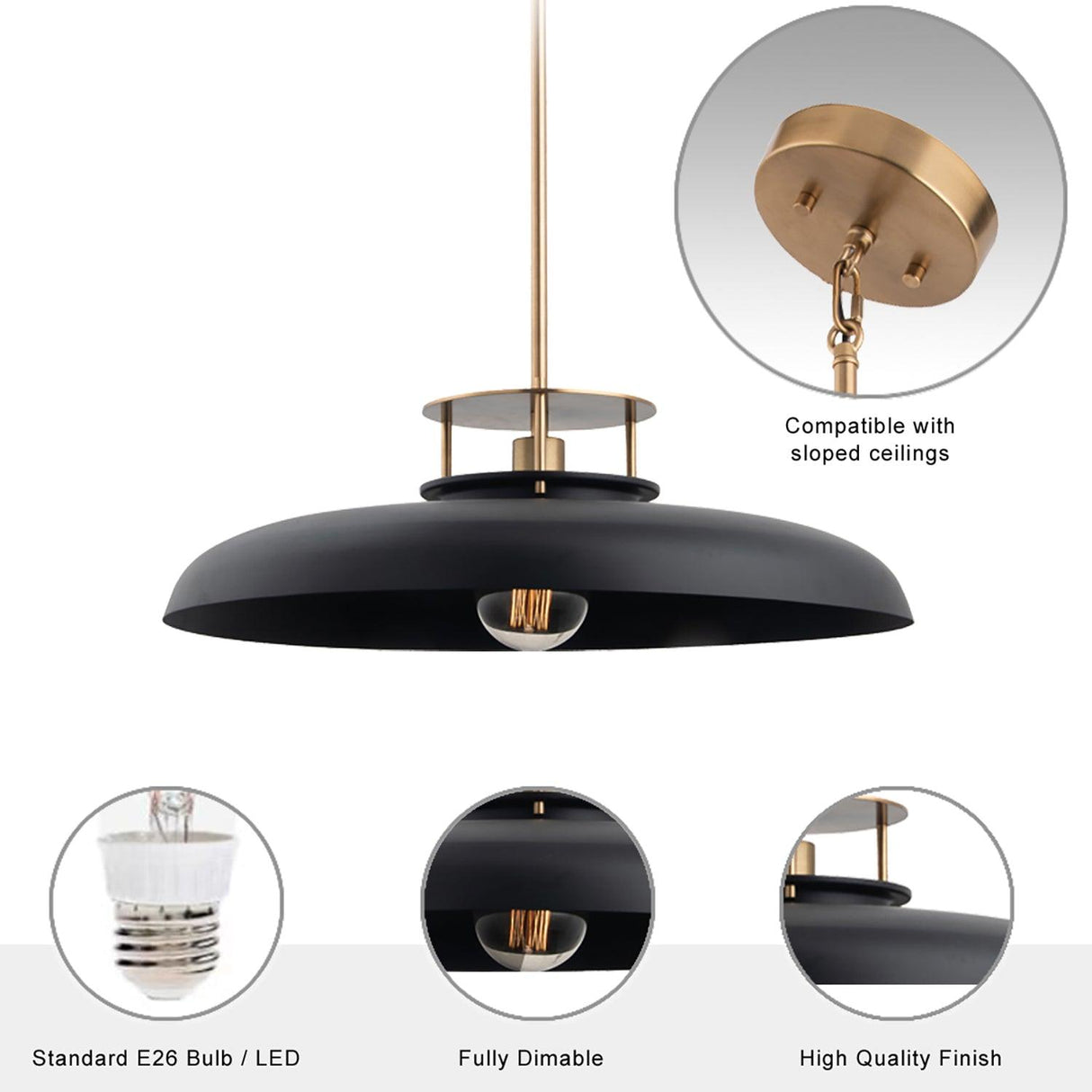 Beacon 1-Light Modern Gold & Black Island Pendant Light
