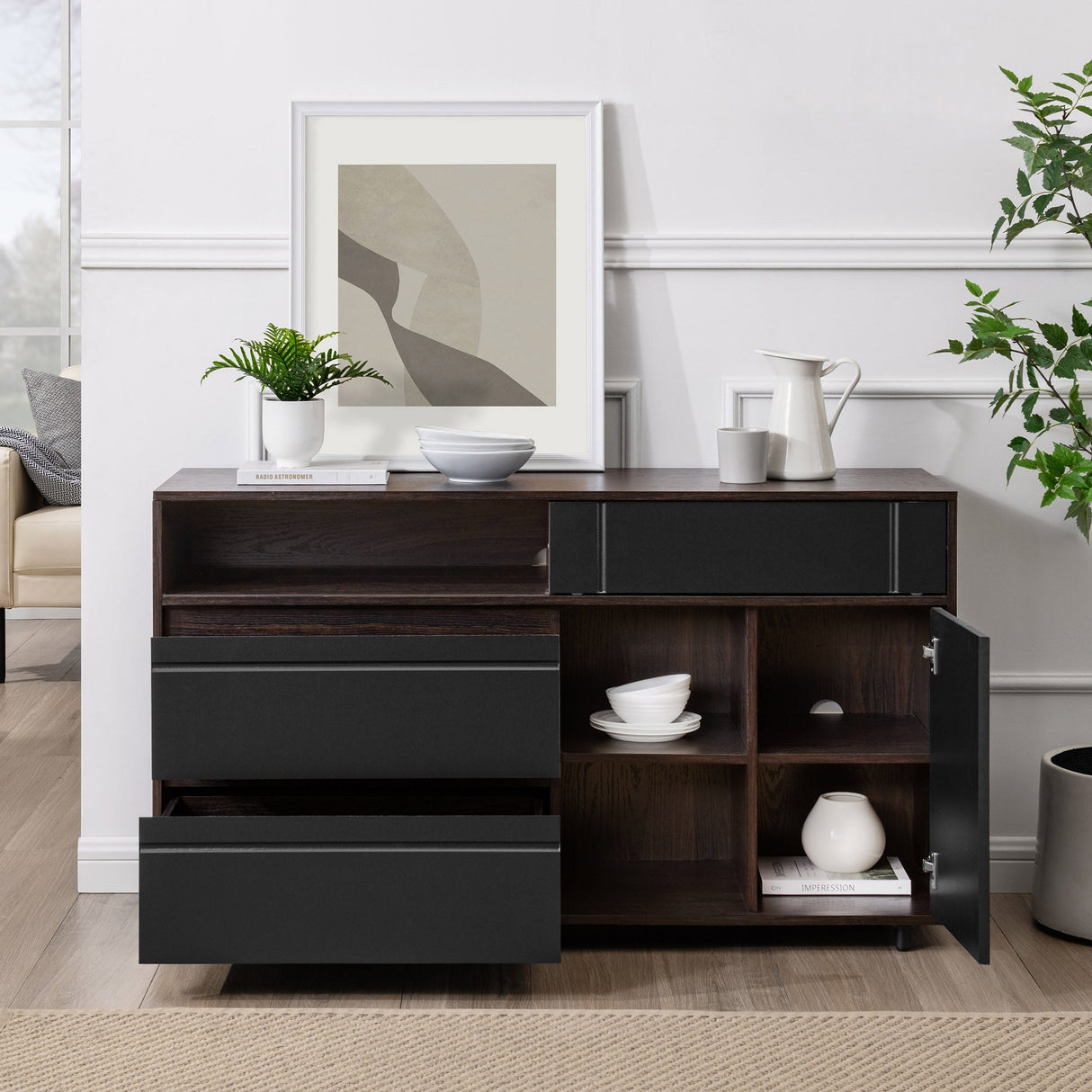 Beckett 52" Contemporary Storage Buffet Sideboard & TV Stand