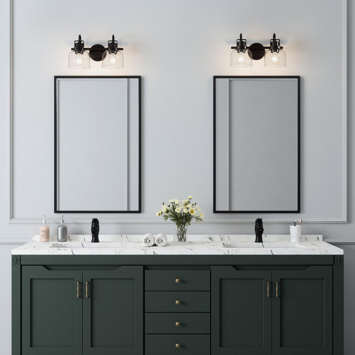 Brighton 2-Light Dark Bronze Dimmable Bathroom Vanity Light