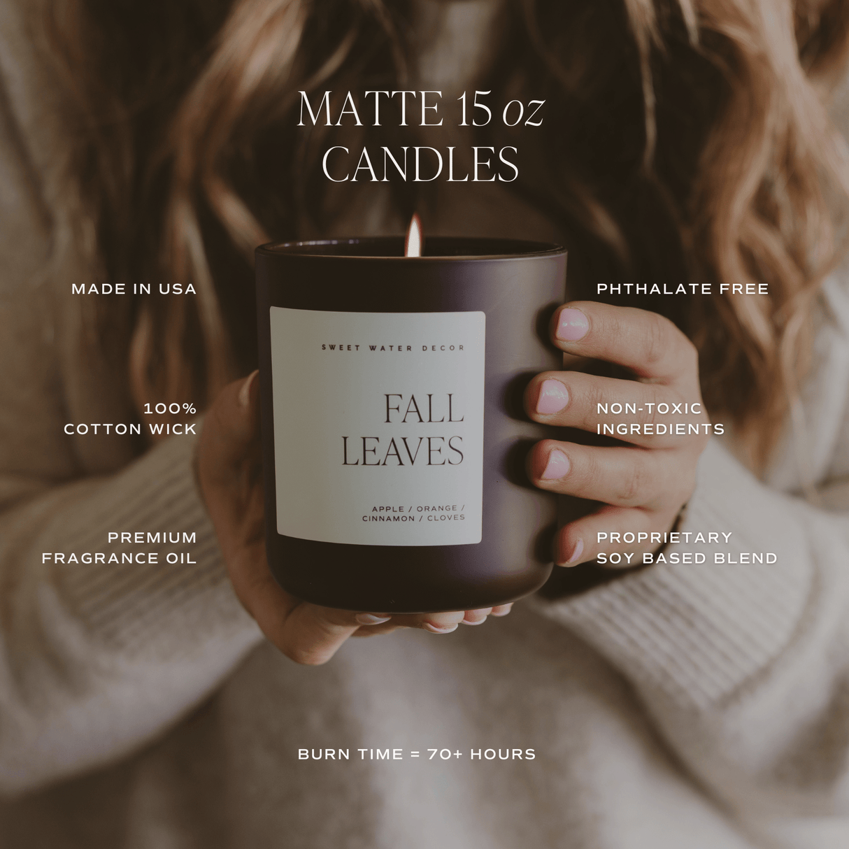 Fall Leaves Soy Candle - Brown Matte Jar - 15 oz