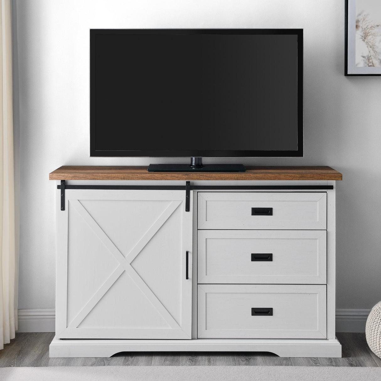 Sliding X Barn Door Buffet Sideboard & TV Stand