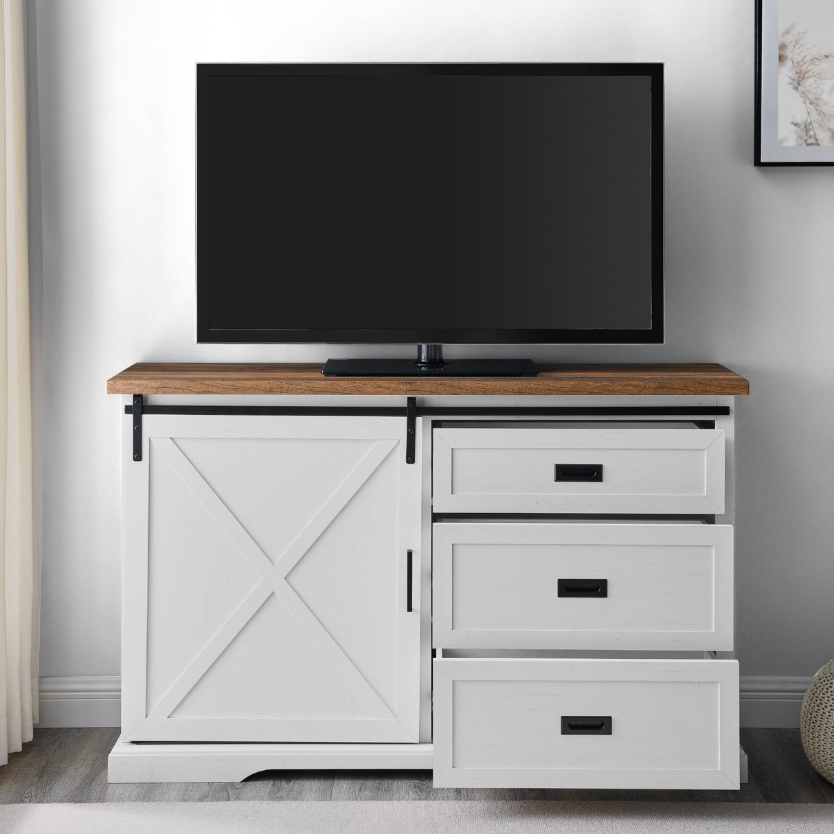 Sliding X Barn Door Buffet Sideboard & TV Stand