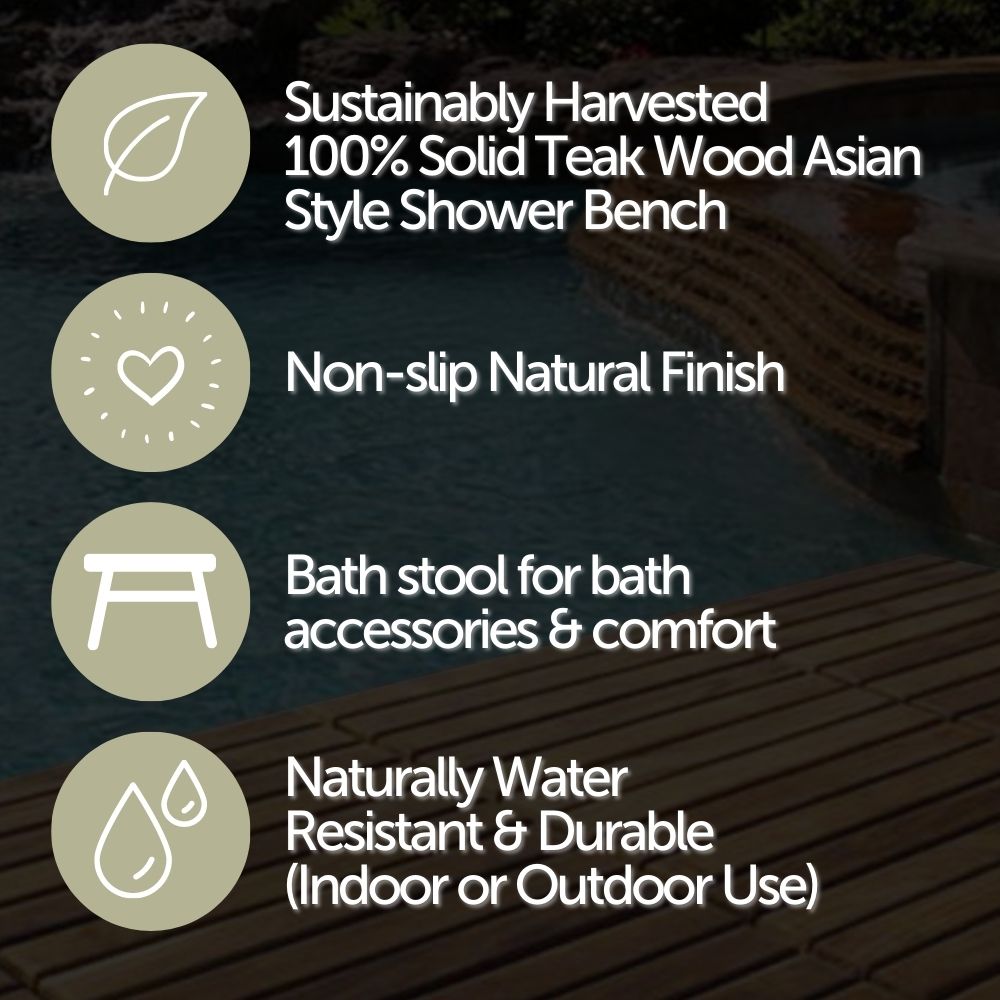 Taipei Natural Teak Shower and Bath Curved Spa Bench with Shelf