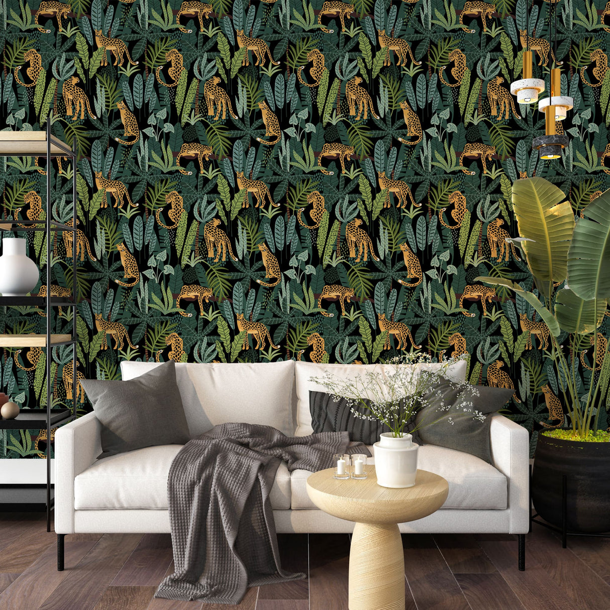 Leopard Print Peel and Stick Wallpaper - Exotic Tropical Wallpaper