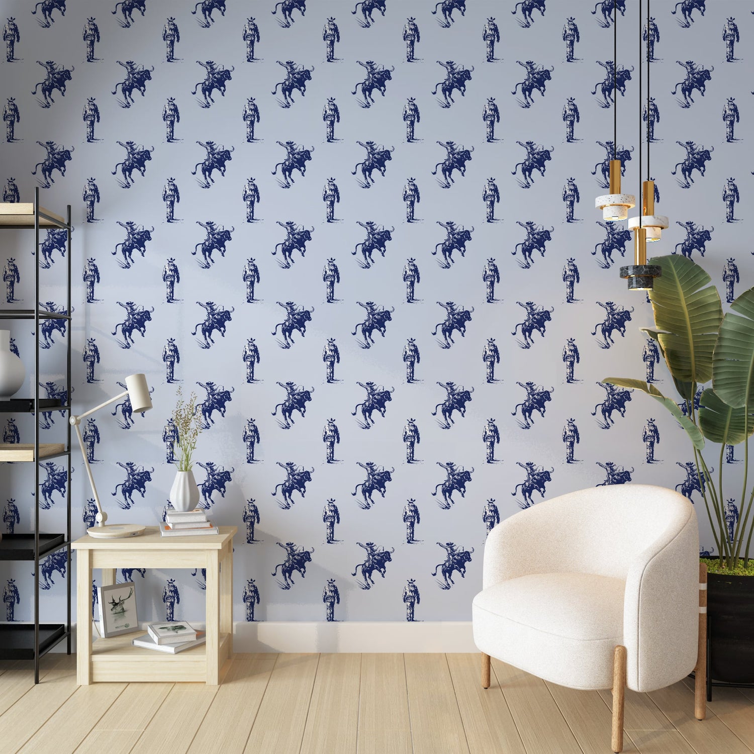 Blue Cowboy Rodeo Western Wallpaper