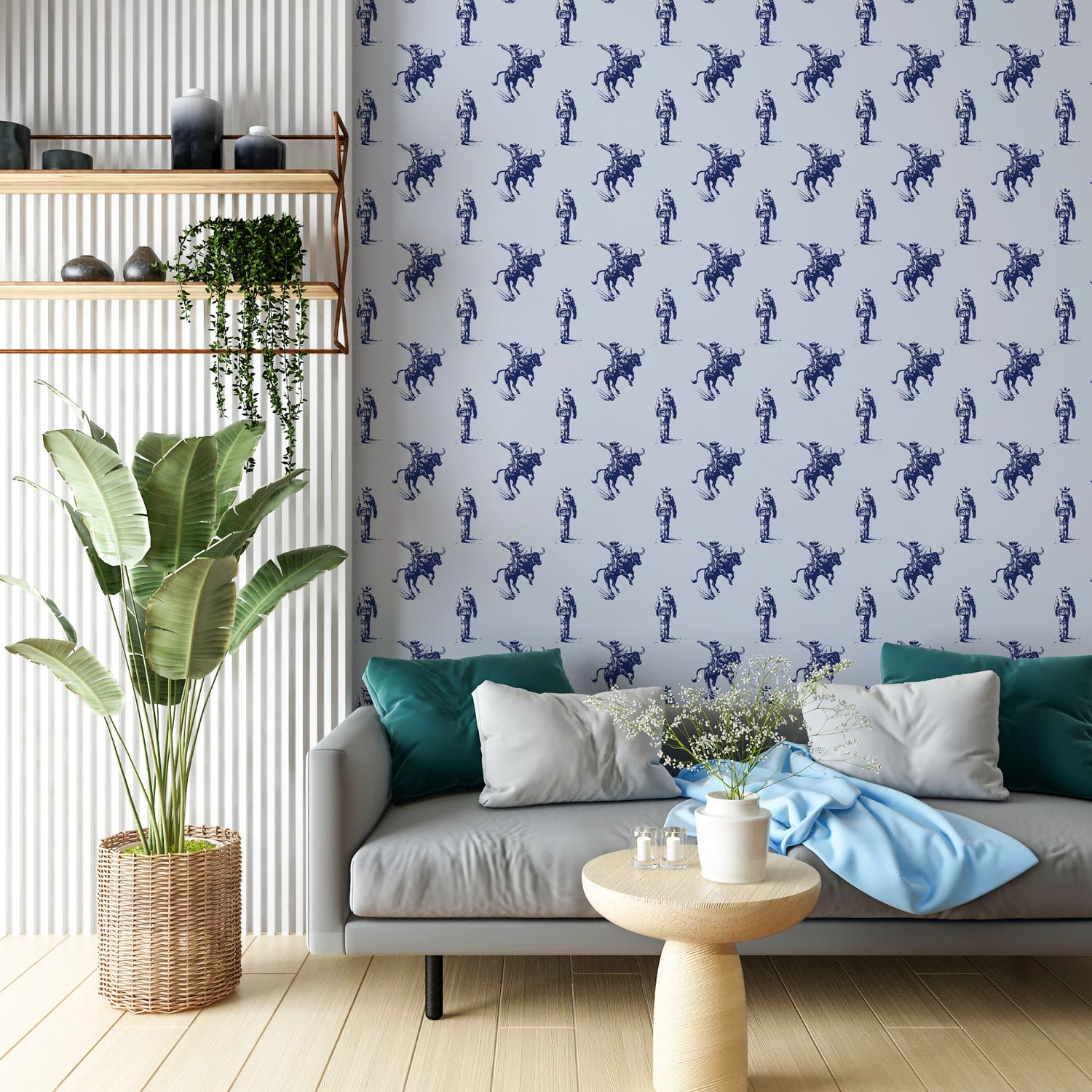 Blue Cowboy Rodeo Western Wallpaper