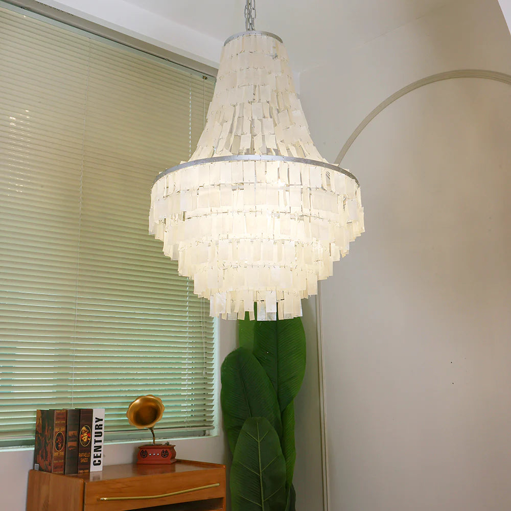 Boho Tiered Capiz Chandelier