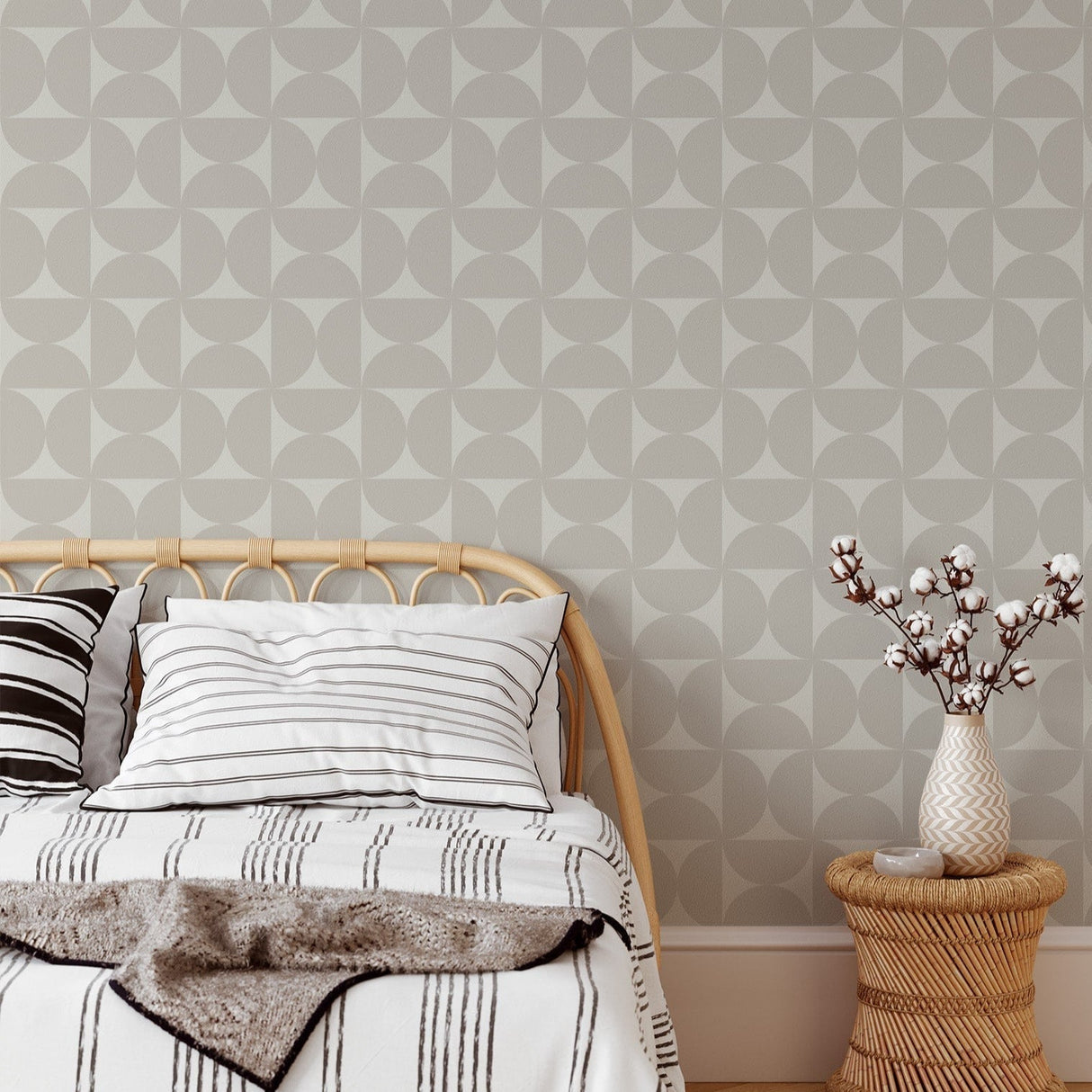 Modern Geometric Wallpaper - Beige & Grey Pattern Wallpaper