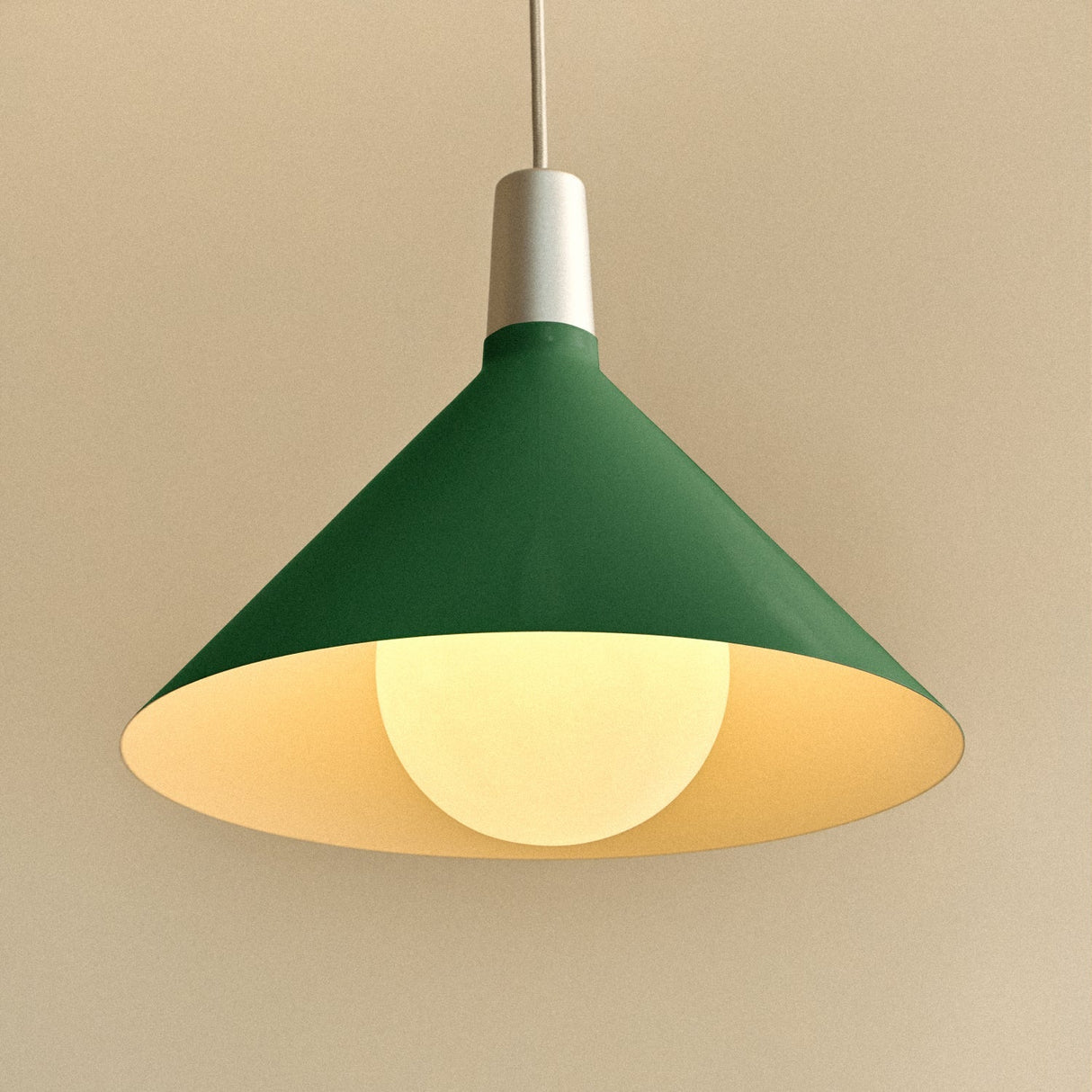 Bower Pendant Light Medium in Dark Green + Sphere IV