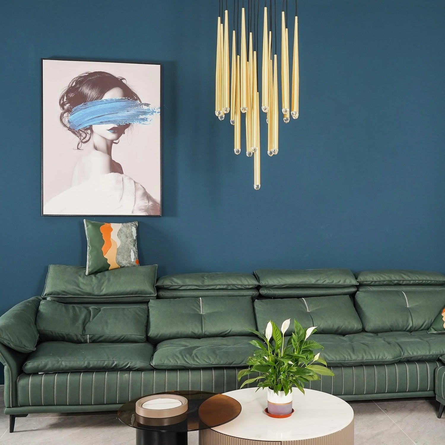 Brass Spinal Tube Combination Chandelier