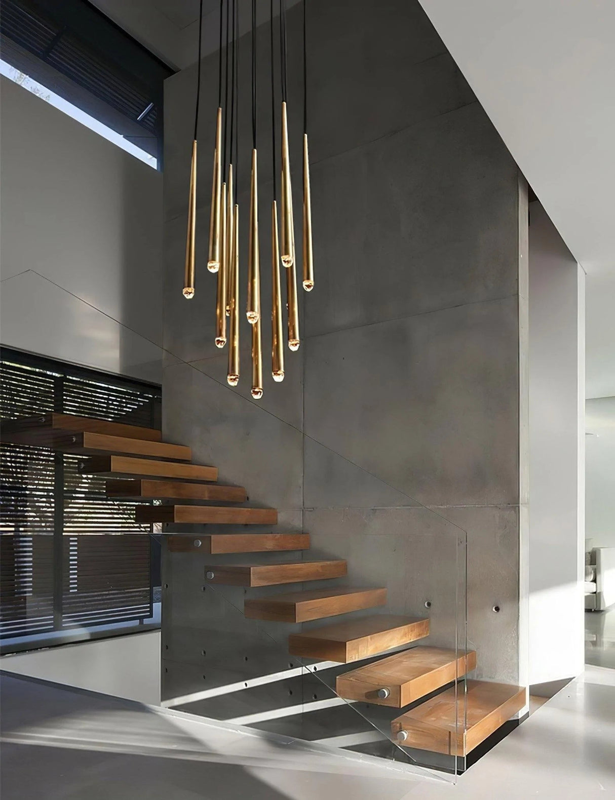 Brass Spinal Tube Combination Chandelier