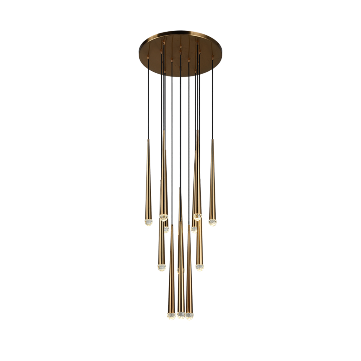 Brass Spinal Tube Combination Chandelier