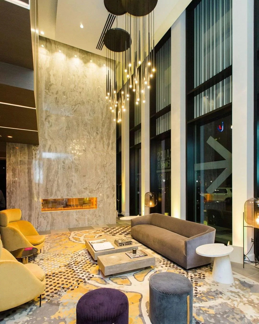 Brass Spinal Tube Combination Chandelier