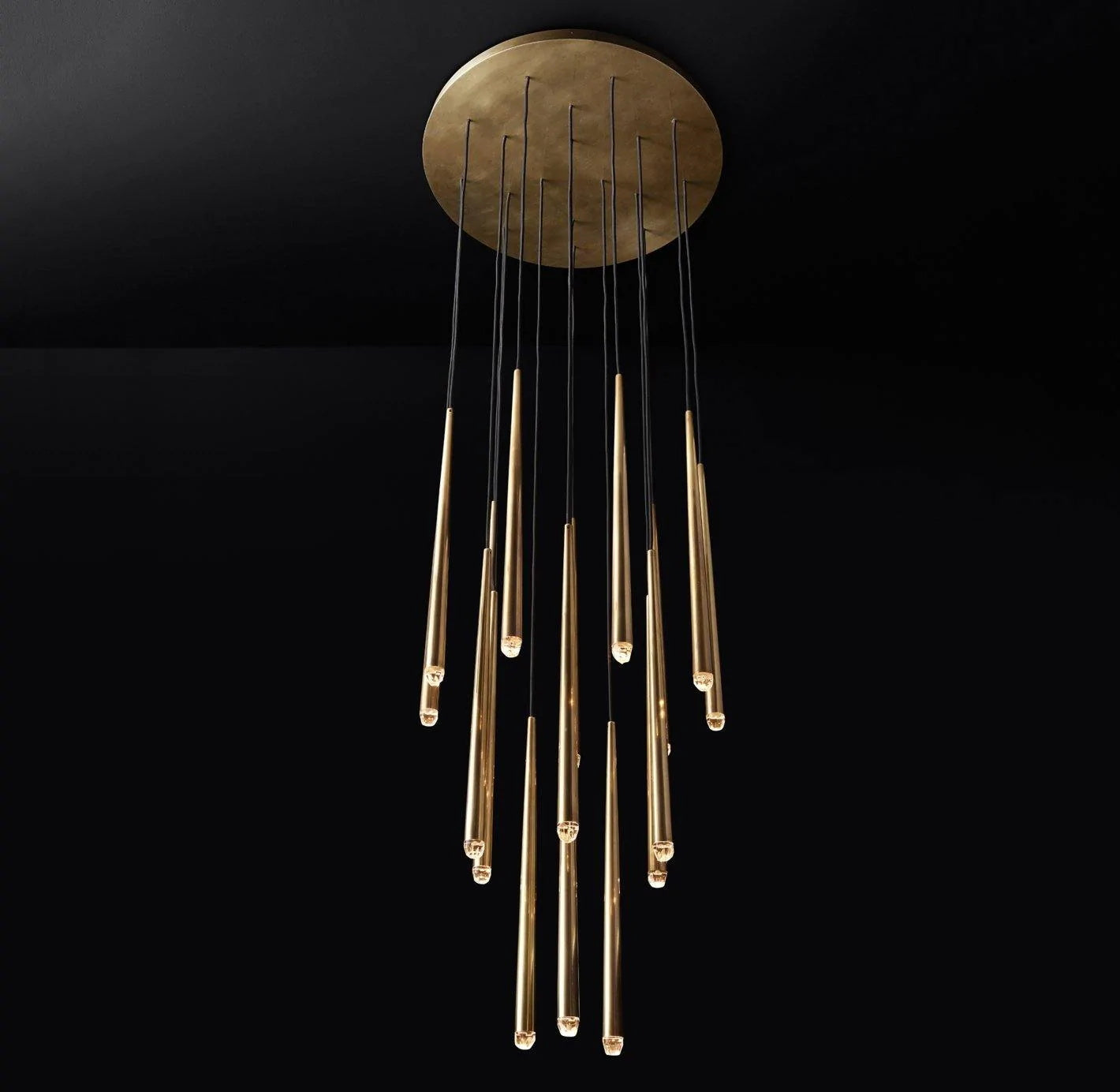 Brass Spinal Tube Combination Chandelier