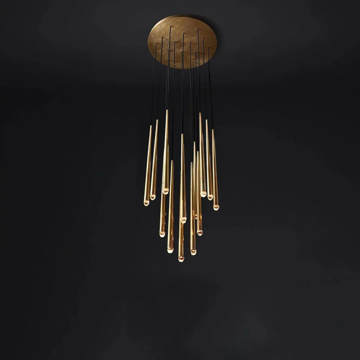 Brass Spinal Tube Combination Chandelier