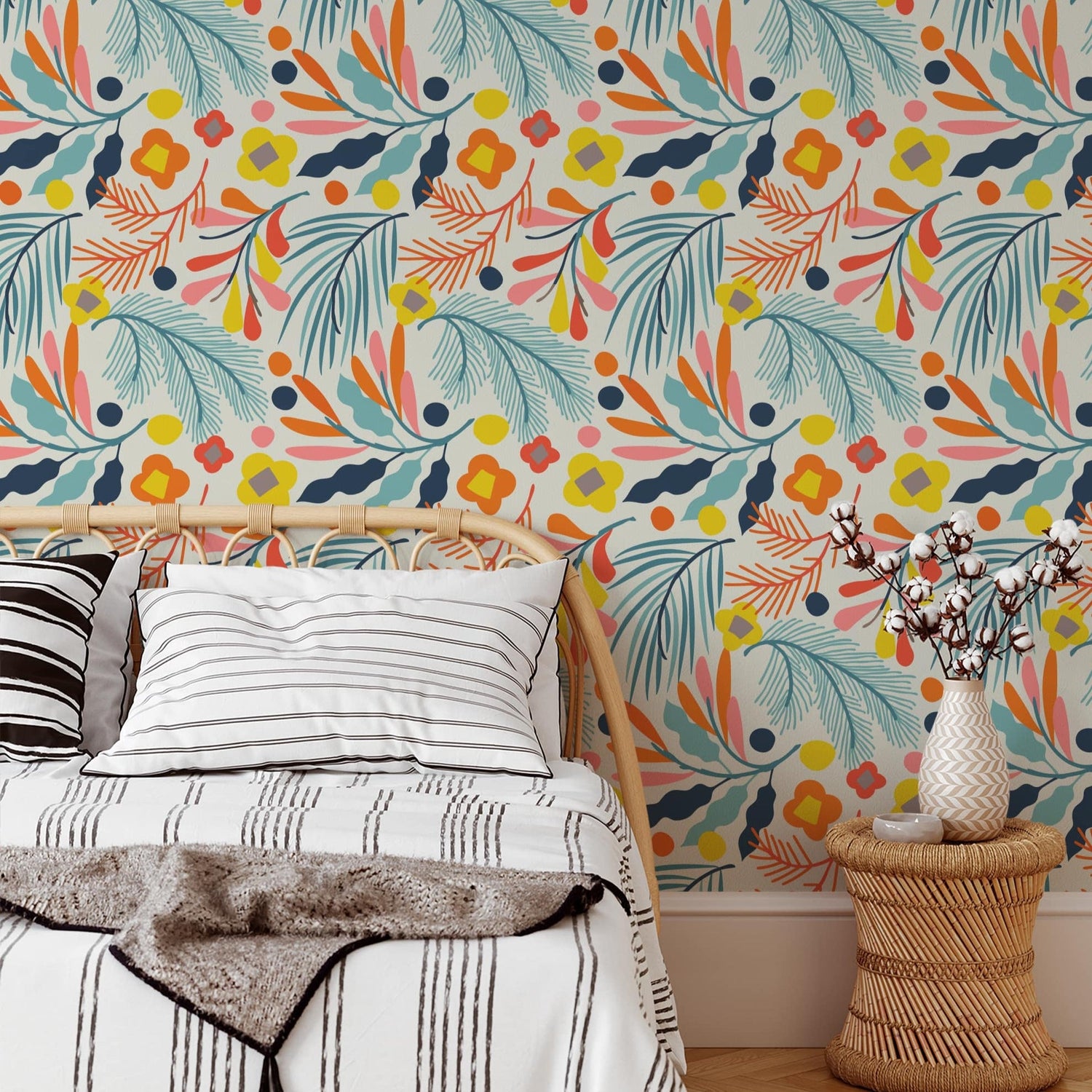 Colorful Botanical Abstract Floral Wallpaper