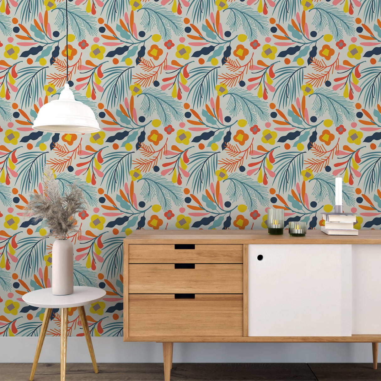 Colorful Botanical Abstract Floral Wallpaper