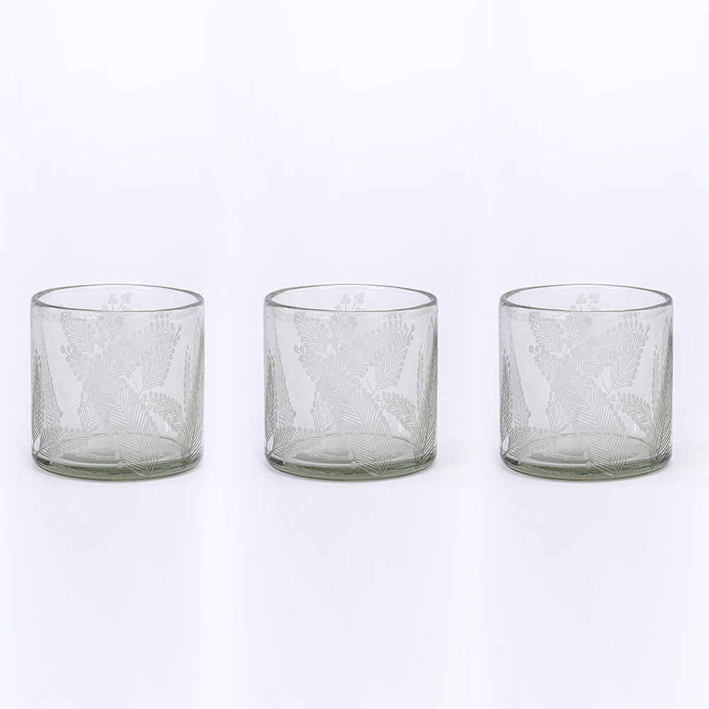 Etched Glass Candleholders