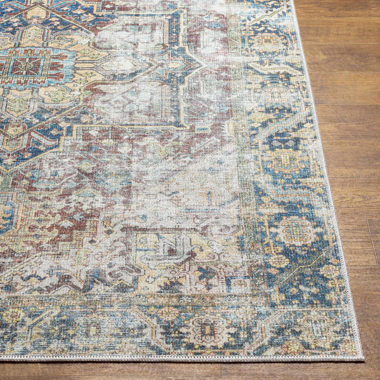 Blue Catigpian Distressed Washable Area Rug - Clearance