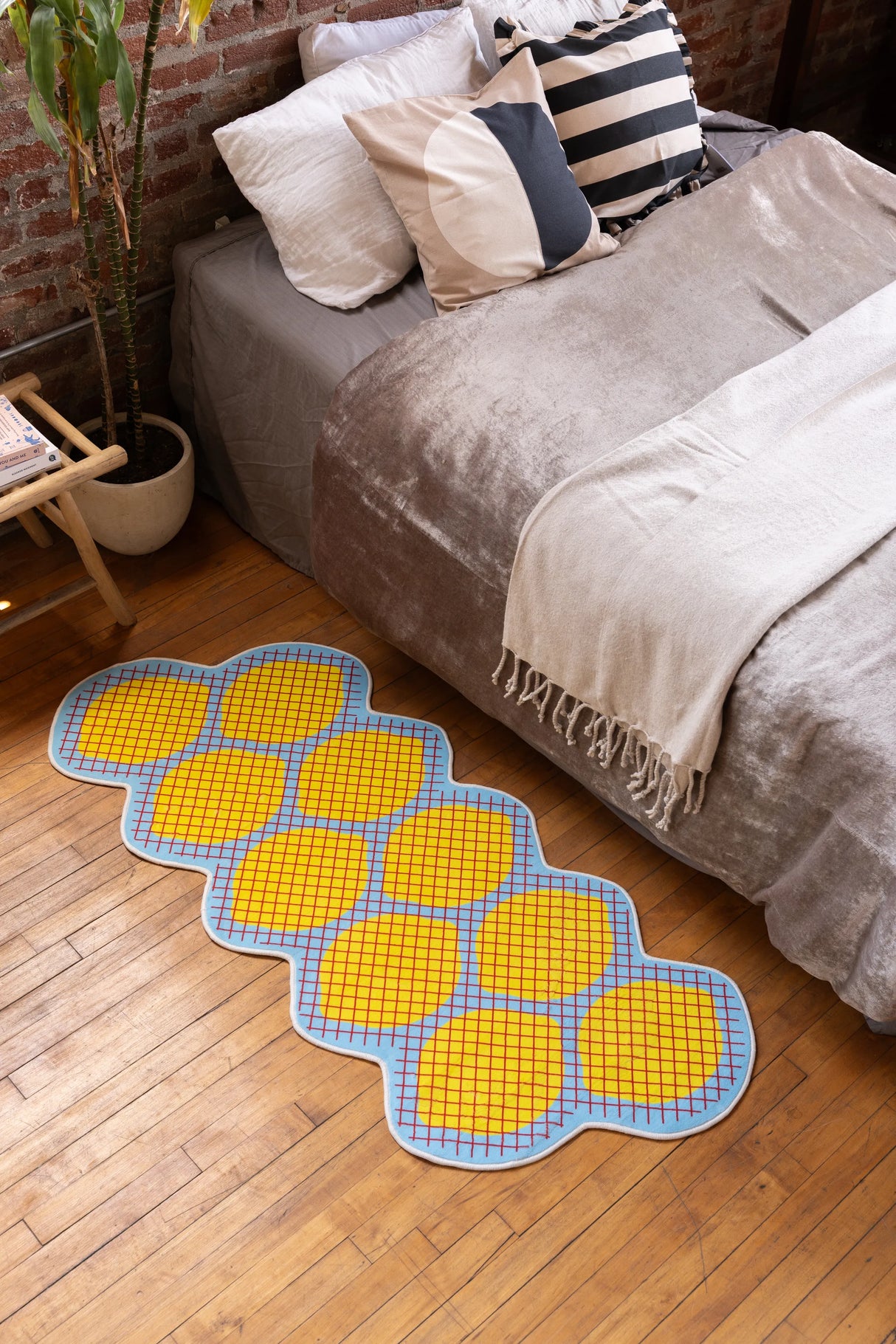 Yellow Grid Lemon Runner Rug by Johann Banta