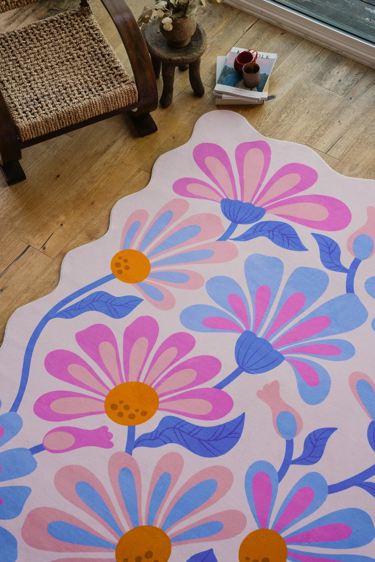 Lavender Base Purple Floral Wavy Rug by Jessica Miller