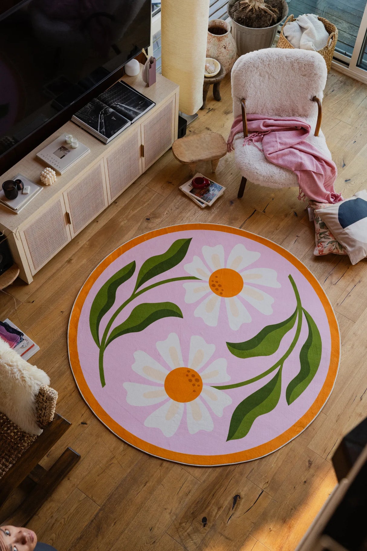 Dual Daisy Round Rug by Jessica Miller