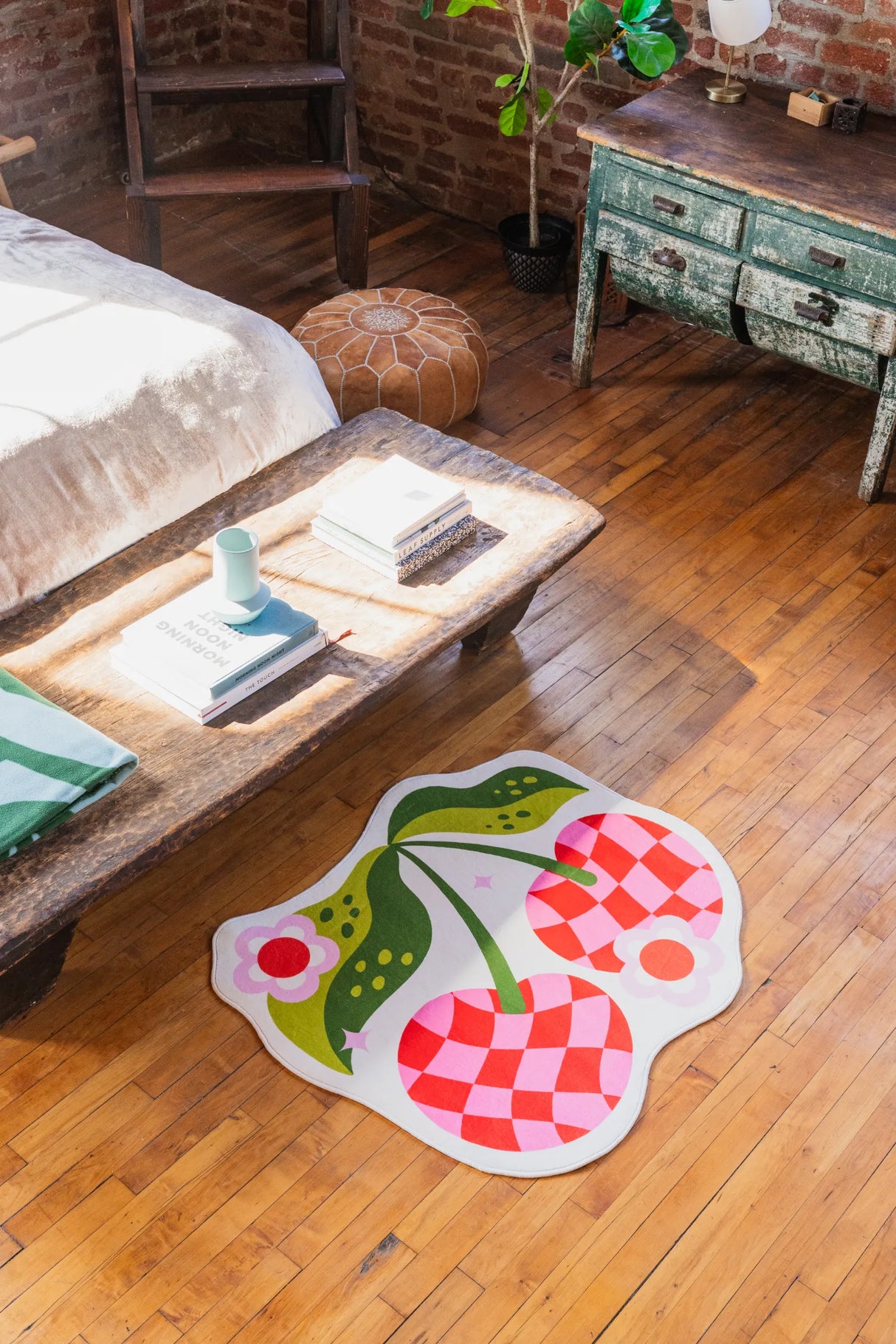 Irregular Pink and Red Checkered Cherry Rug by Jessica Miller