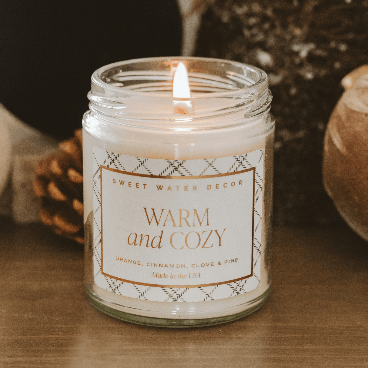 Warm and Cozy Soy Candle - Clear Jar - 9 oz