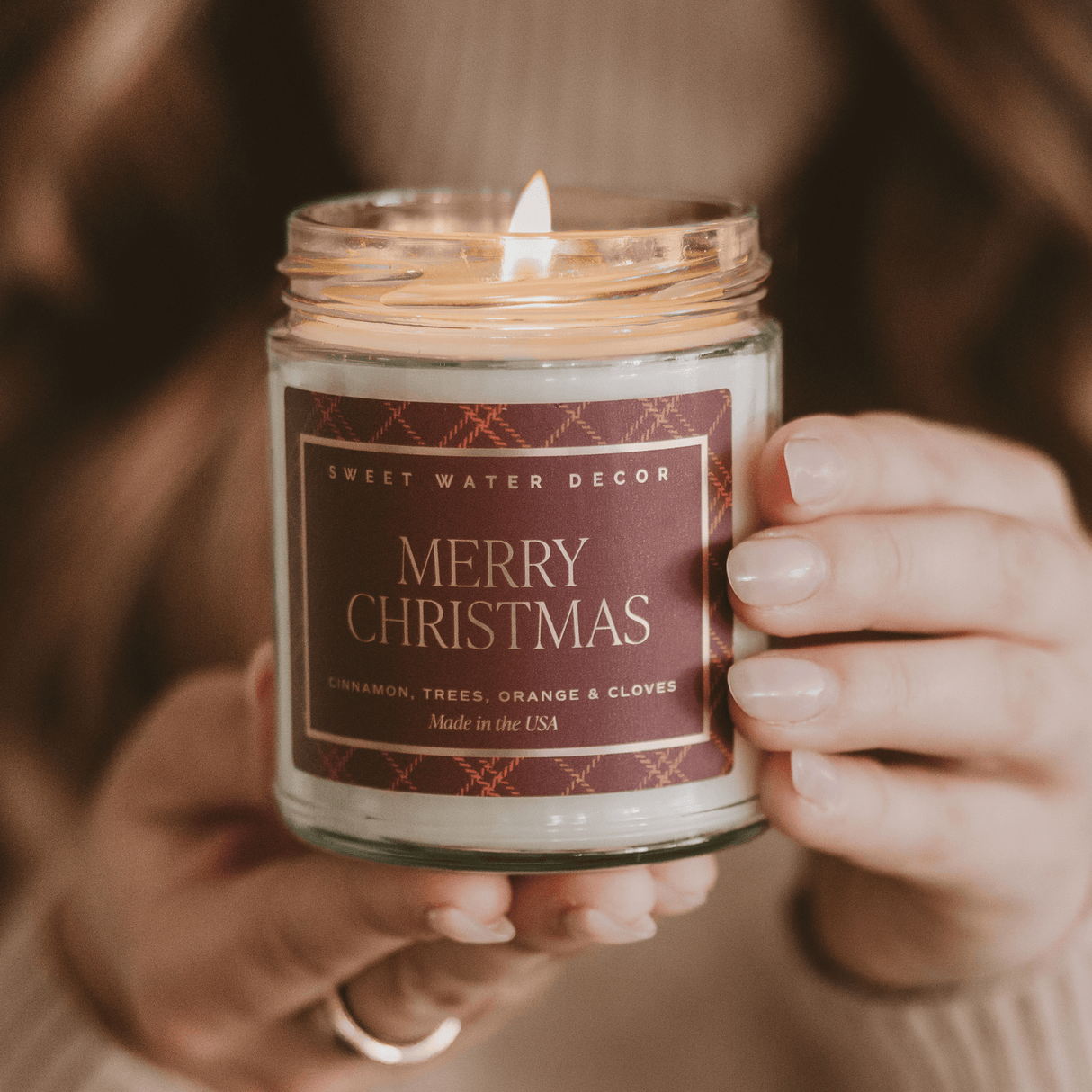 Merry Christmas Soy Candle - 9 oz Clear Jar (Christmas)
