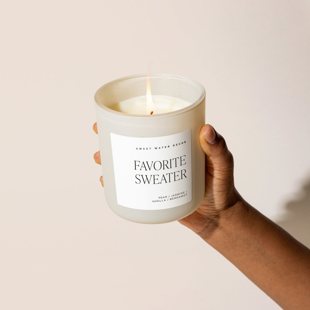 Favorite Sweater Soy Candle - Tan Matte Jar - 15 oz (Cashmere and Vanilla)