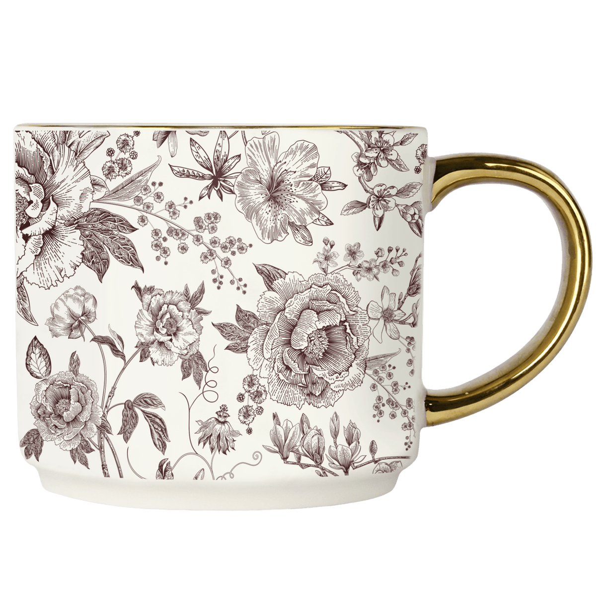 Brown Delft 14oz. Gold Handle Coffee Mug